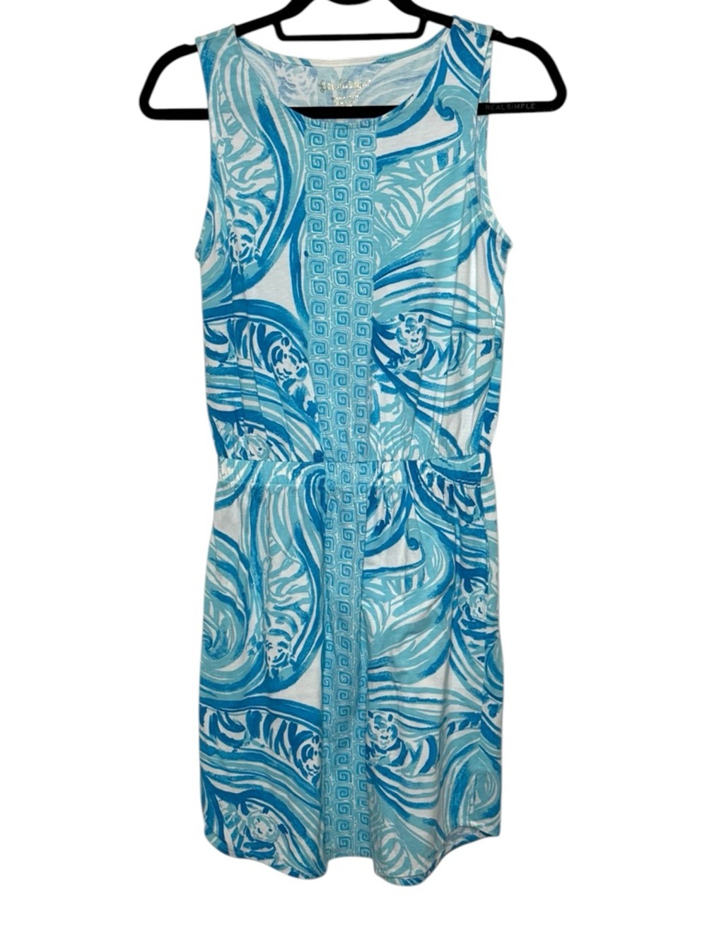 Lilly Pulitzer Dress Size XS Blue Aqua Print Sleeveless Midi Dress